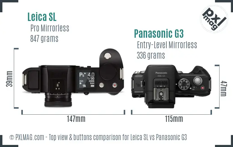 Leica SL vs Panasonic G3 top view buttons comparison