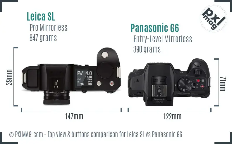 Leica SL vs Panasonic G6 top view buttons comparison