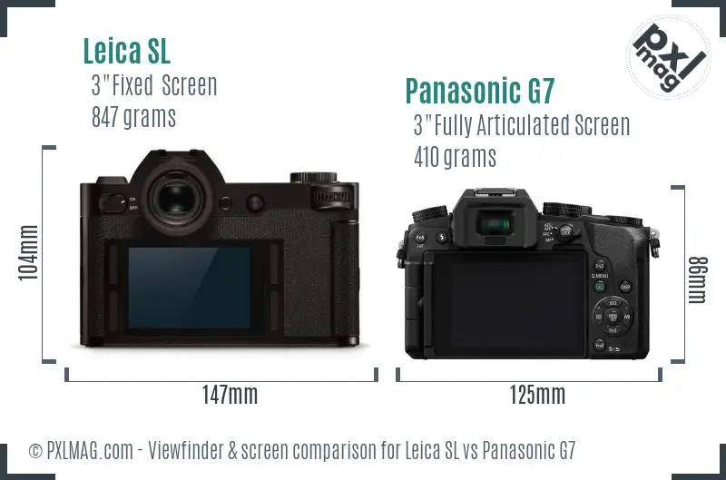 Leica SL vs Panasonic G7 Screen and Viewfinder comparison