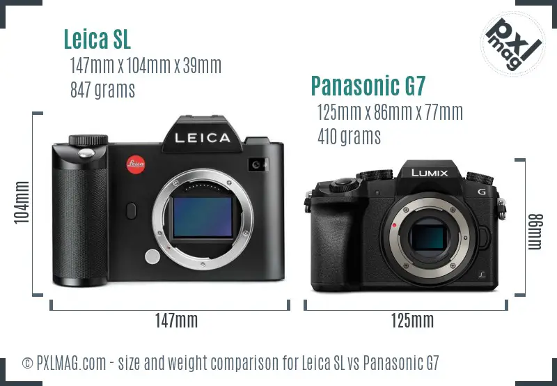 Leica SL vs Panasonic G7 size comparison