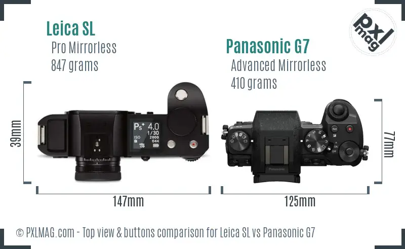 Leica SL vs Panasonic G7 top view buttons comparison