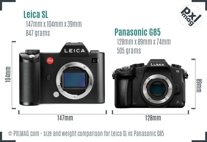 Leica SL vs Panasonic G85 size comparison