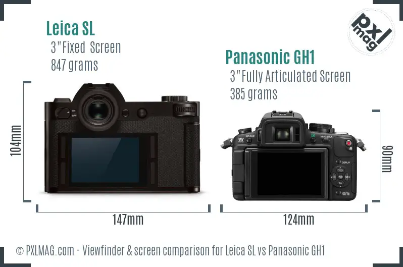 Leica SL vs Panasonic GH1 Screen and Viewfinder comparison