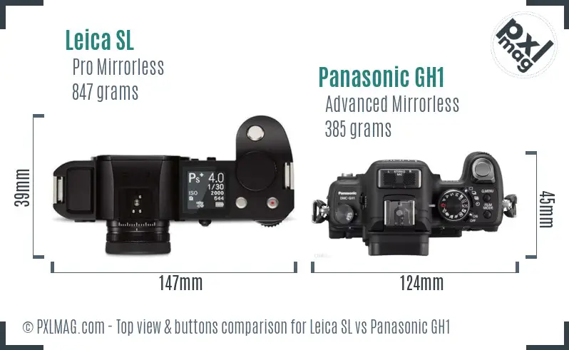 Leica SL vs Panasonic GH1 top view buttons comparison