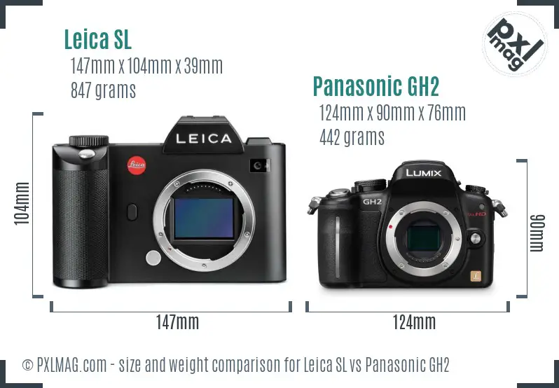 Leica SL vs Panasonic GH2 size comparison