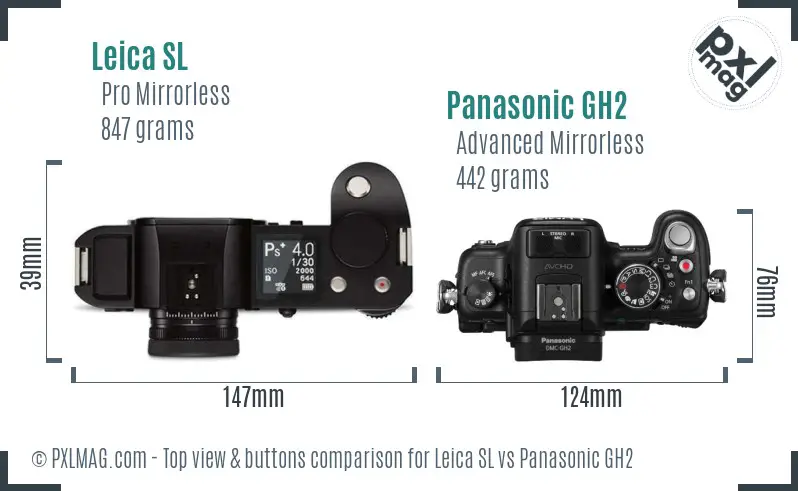 Leica SL vs Panasonic GH2 top view buttons comparison