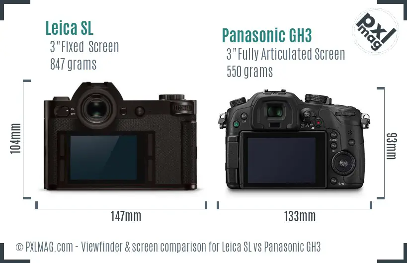 Leica SL vs Panasonic GH3 Screen and Viewfinder comparison