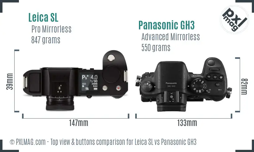 Leica SL vs Panasonic GH3 top view buttons comparison