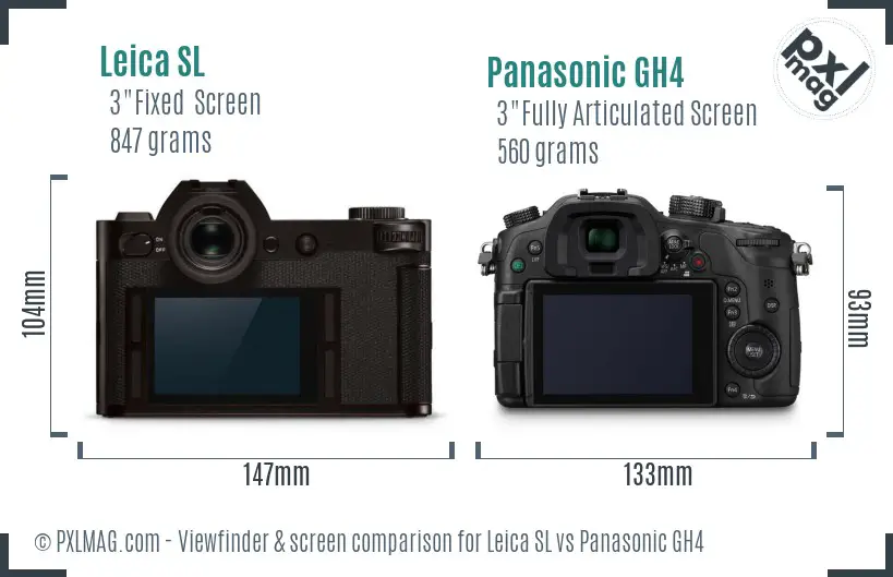 Leica SL vs Panasonic GH4 Screen and Viewfinder comparison
