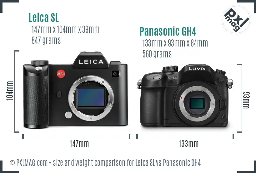 Leica SL vs Panasonic GH4 size comparison