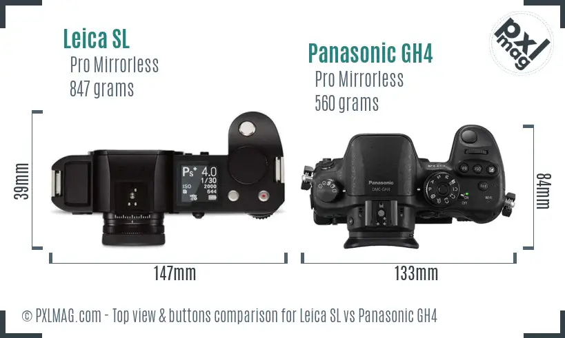 Leica SL vs Panasonic GH4 top view buttons comparison