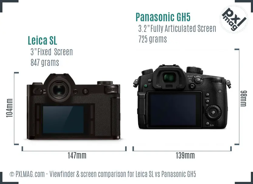 Leica SL vs Panasonic GH5 Screen and Viewfinder comparison