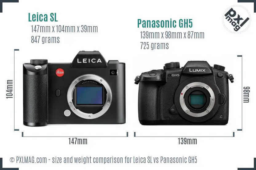 Leica SL vs Panasonic GH5 size comparison