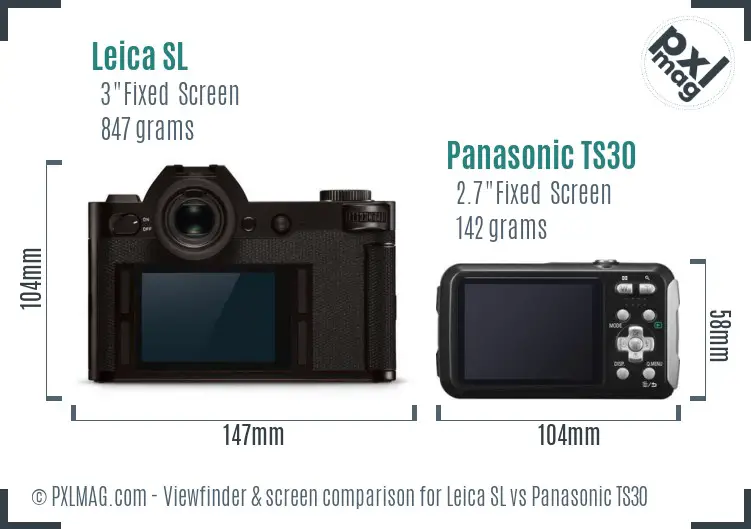 Leica SL vs Panasonic TS30 Screen and Viewfinder comparison