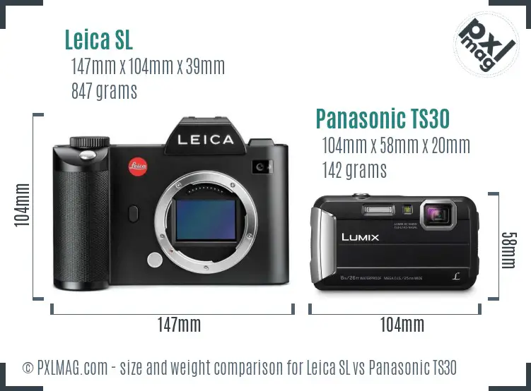 Leica SL vs Panasonic TS30 size comparison