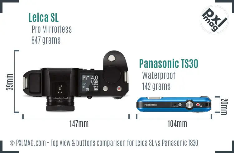 Leica SL vs Panasonic TS30 top view buttons comparison