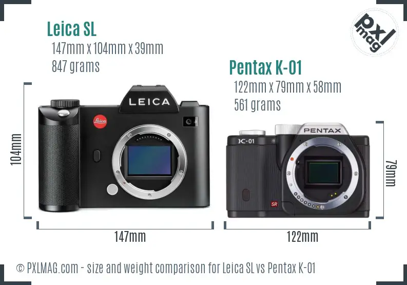 Leica SL vs Pentax K-01 size comparison