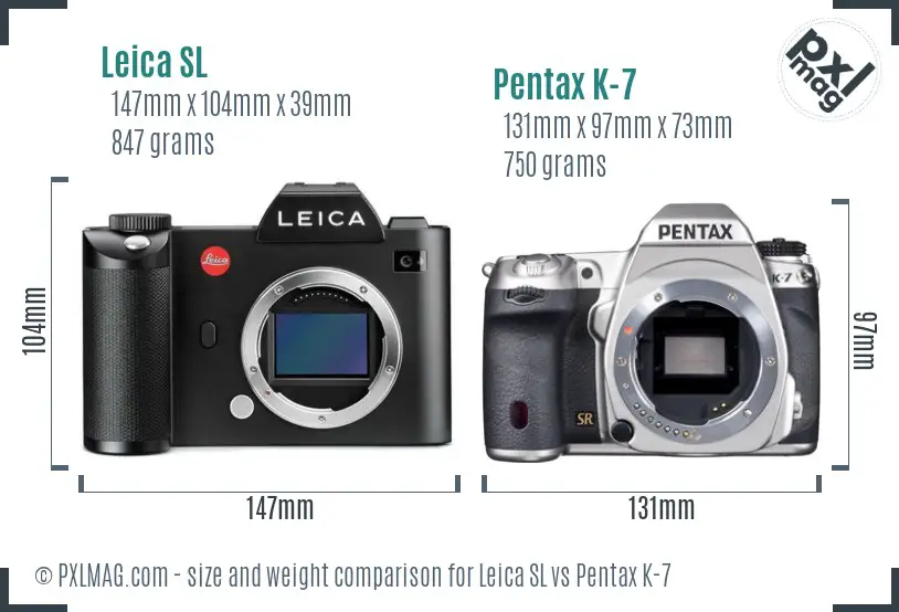 Leica SL vs Pentax K-7 size comparison