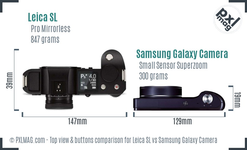 Leica SL vs Samsung Galaxy Camera top view buttons comparison