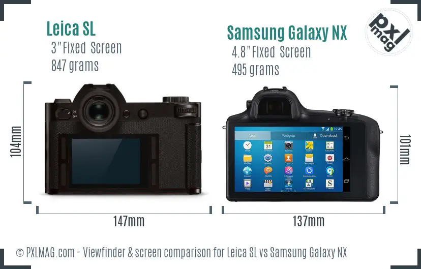 Leica SL vs Samsung Galaxy NX Screen and Viewfinder comparison Leica SL vs Samsung Galaxy NX Screen and Viewfinder comparison