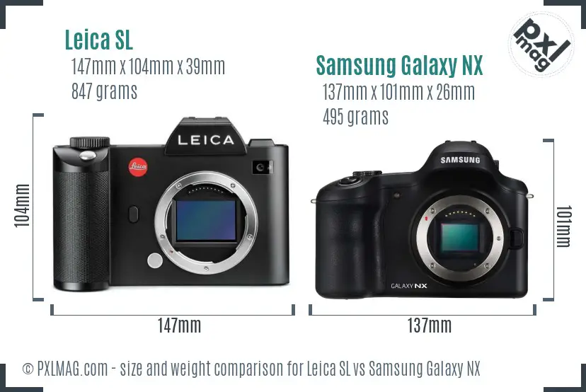Leica SL vs Samsung Galaxy NX size comparison Leica SL vs Samsung Galaxy NX size comparison