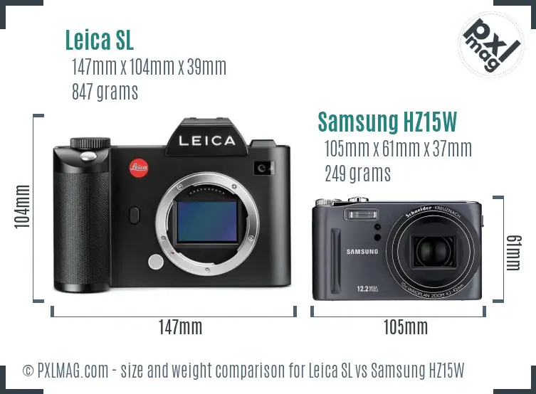 Leica SL vs Samsung HZ15W size comparison