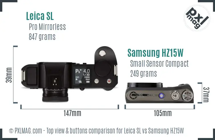 Leica SL vs Samsung HZ15W top view buttons comparison