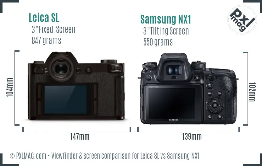 Leica SL vs Samsung NX1 Screen and Viewfinder comparison