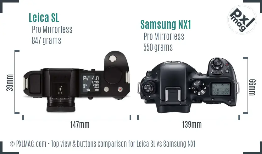 Leica SL vs Samsung NX1 top view buttons comparison