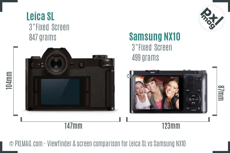 Leica SL vs Samsung NX10 Screen and Viewfinder comparison Leica SL vs Samsung NX10 Screen and Viewfinder comparison