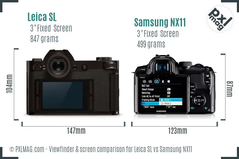 Leica SL vs Samsung NX11 Screen and Viewfinder comparison