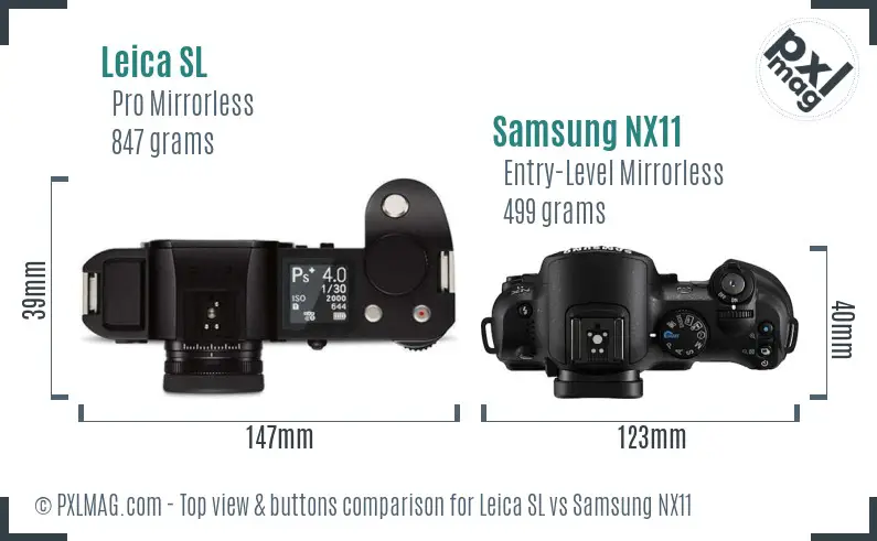 Leica SL vs Samsung NX11 top view buttons comparison