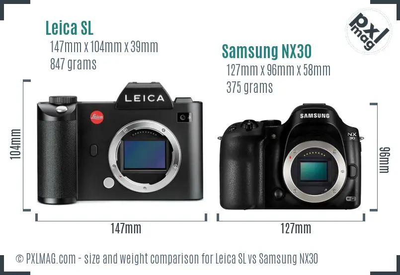 Leica SL vs Samsung NX30 size comparison
