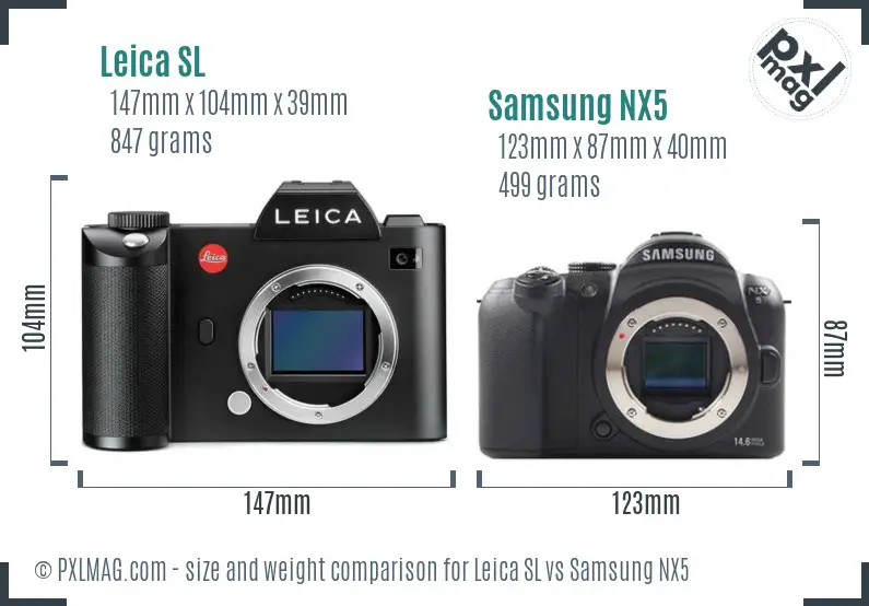 Leica SL vs Samsung NX5 size comparison