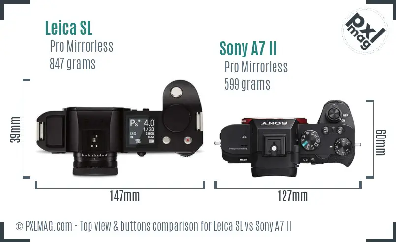 Leica SL vs Sony A7 II top view buttons comparison