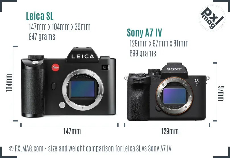 Leica SL vs Sony A7 IV size comparison