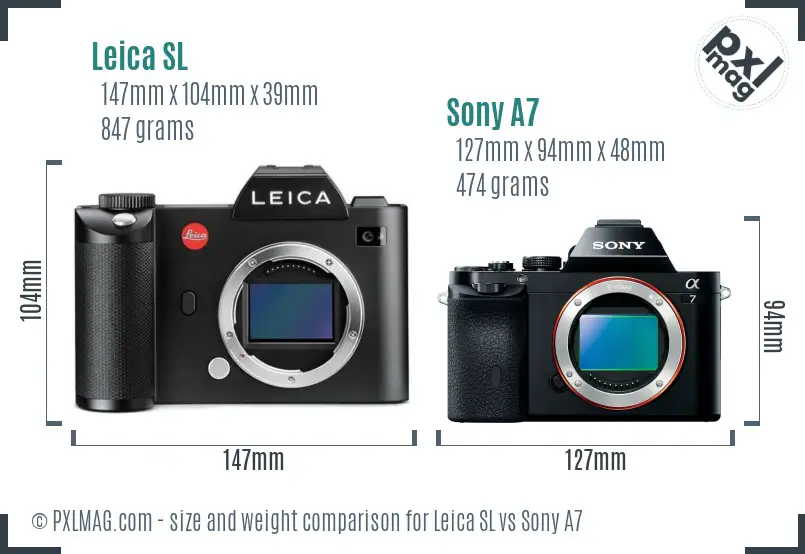 Leica SL vs Sony A7 size comparison Leica SL vs Sony A7 size comparison