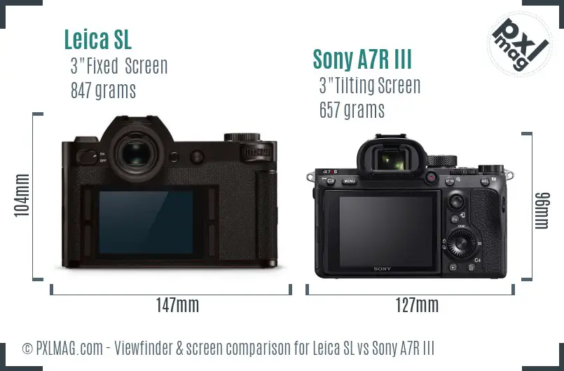 Leica SL vs Sony A7R III Screen and Viewfinder comparison