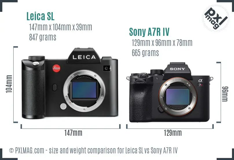 Leica SL vs Sony A7R IV size comparison