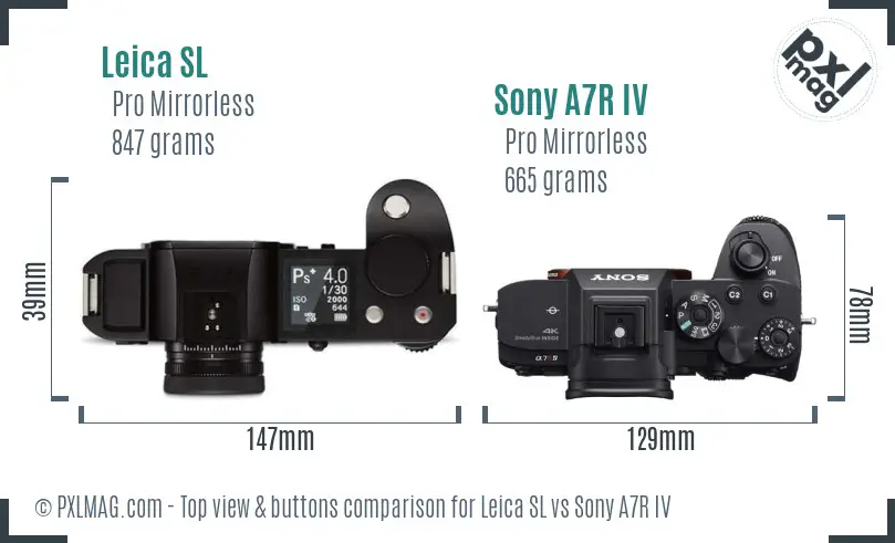 Leica SL vs Sony A7R IV top view buttons comparison