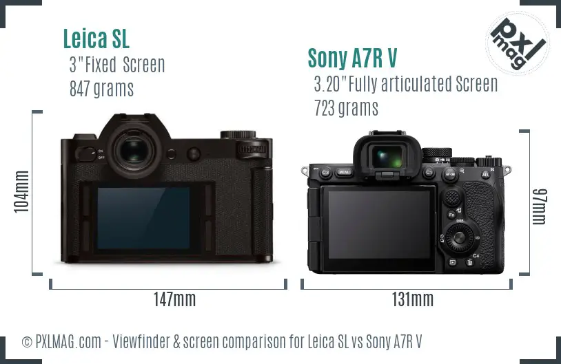 Leica SL vs Sony A7R V Screen and Viewfinder comparison