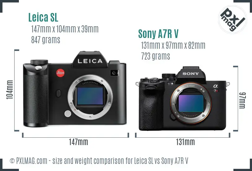 Leica SL vs Sony A7R V size comparison