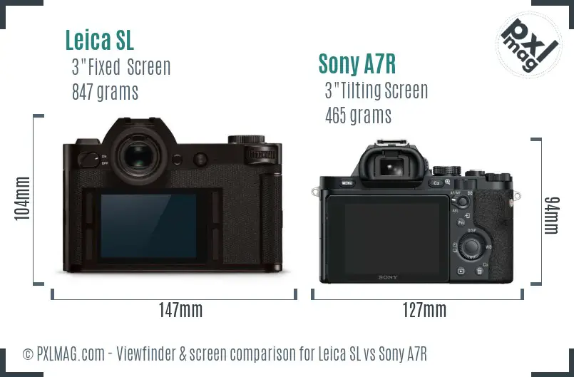 Leica SL vs Sony A7R Screen and Viewfinder comparison