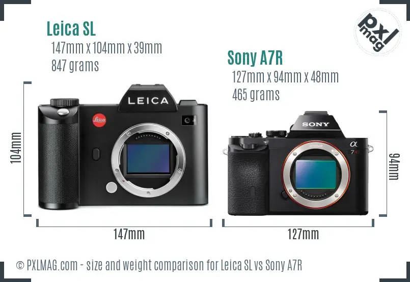 Leica SL vs Sony A7R size comparison