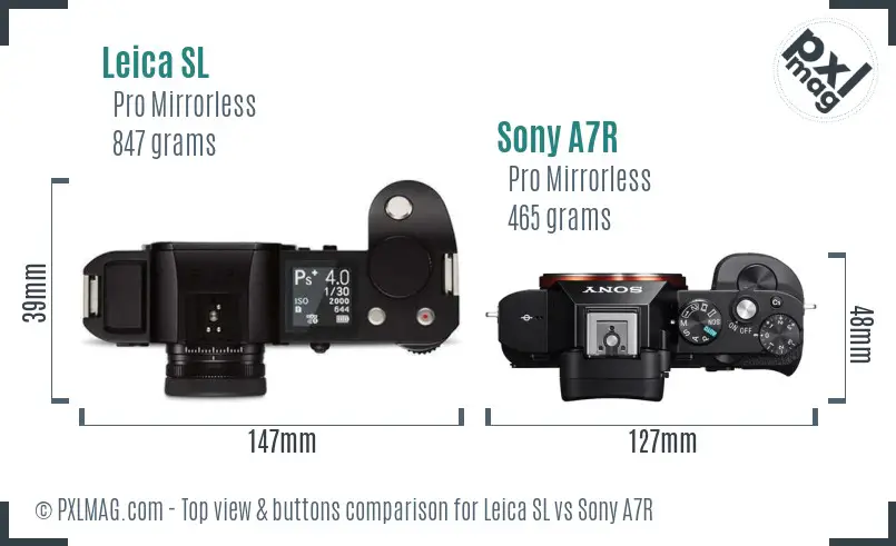 Leica SL vs Sony A7R top view buttons comparison