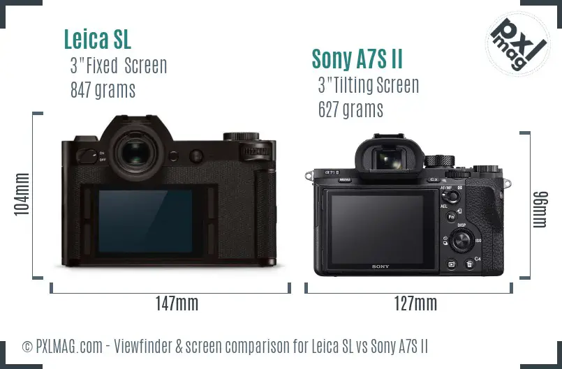 Leica SL vs Sony A7S II Screen and Viewfinder comparison