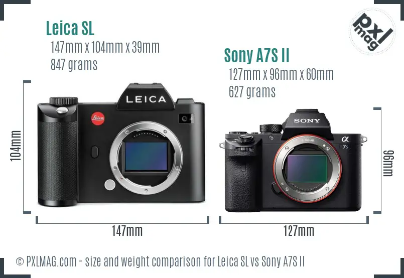 Leica SL vs Sony A7S II size comparison