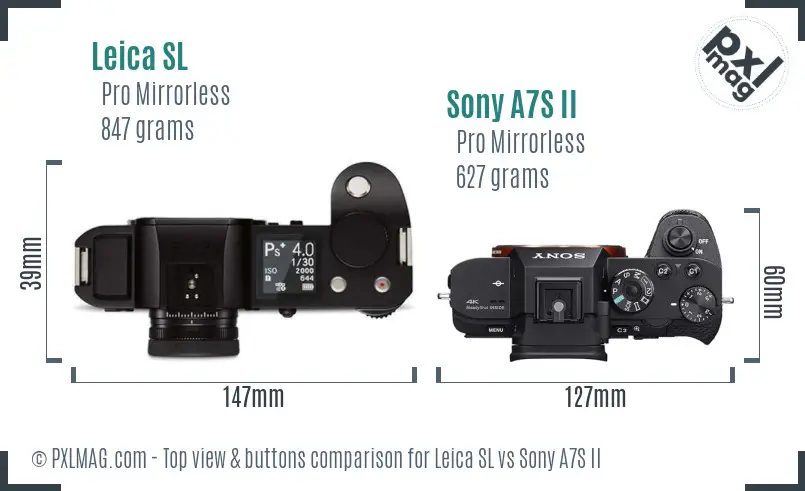 Leica SL vs Sony A7S II top view buttons comparison