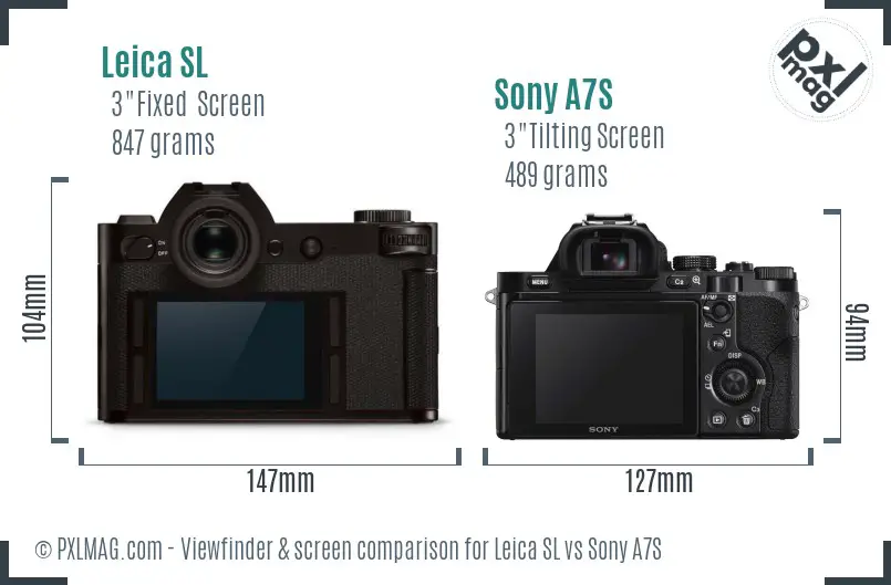 Leica SL vs Sony A7S Screen and Viewfinder comparison