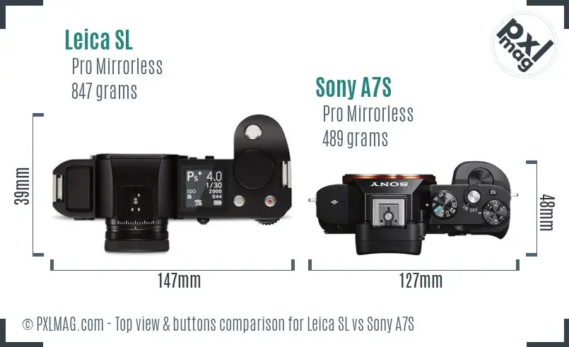 Leica SL vs Sony A7S top view buttons comparison